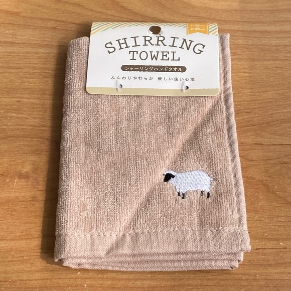 NWT Hand Face Towel with Embroidered Sheep Animal Neutral Brown Baby Towel - Picture 2 of 2